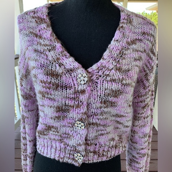 Wild Fable Cropped Sweater Rhinestone‎ Buttons - Picture 4 of 11